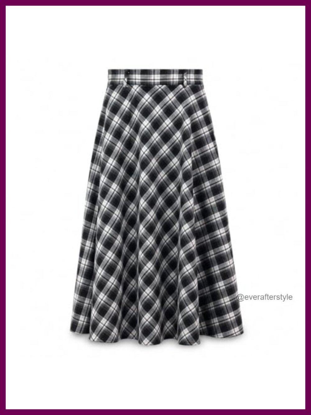 Plaid Midi Skirt High Waist A-Line Flowy Long Tartan Skirt